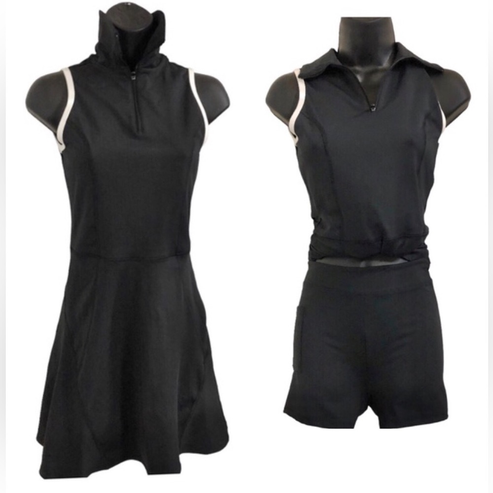 Sincerely Jules active Black white trim Tennis Golf flounce dress &‎ bike shorts